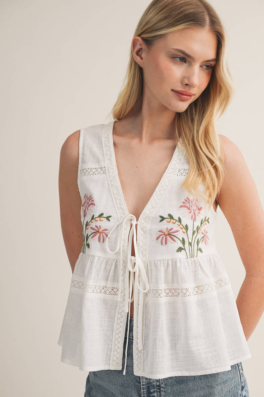 Grayce Floral Tie - Front Top - SPARROW