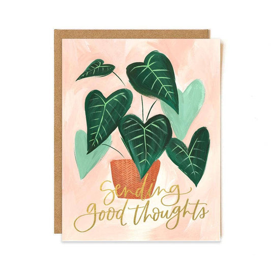 Green Leaf Good Thoughts Sympathy Greeting Card - SPARROW