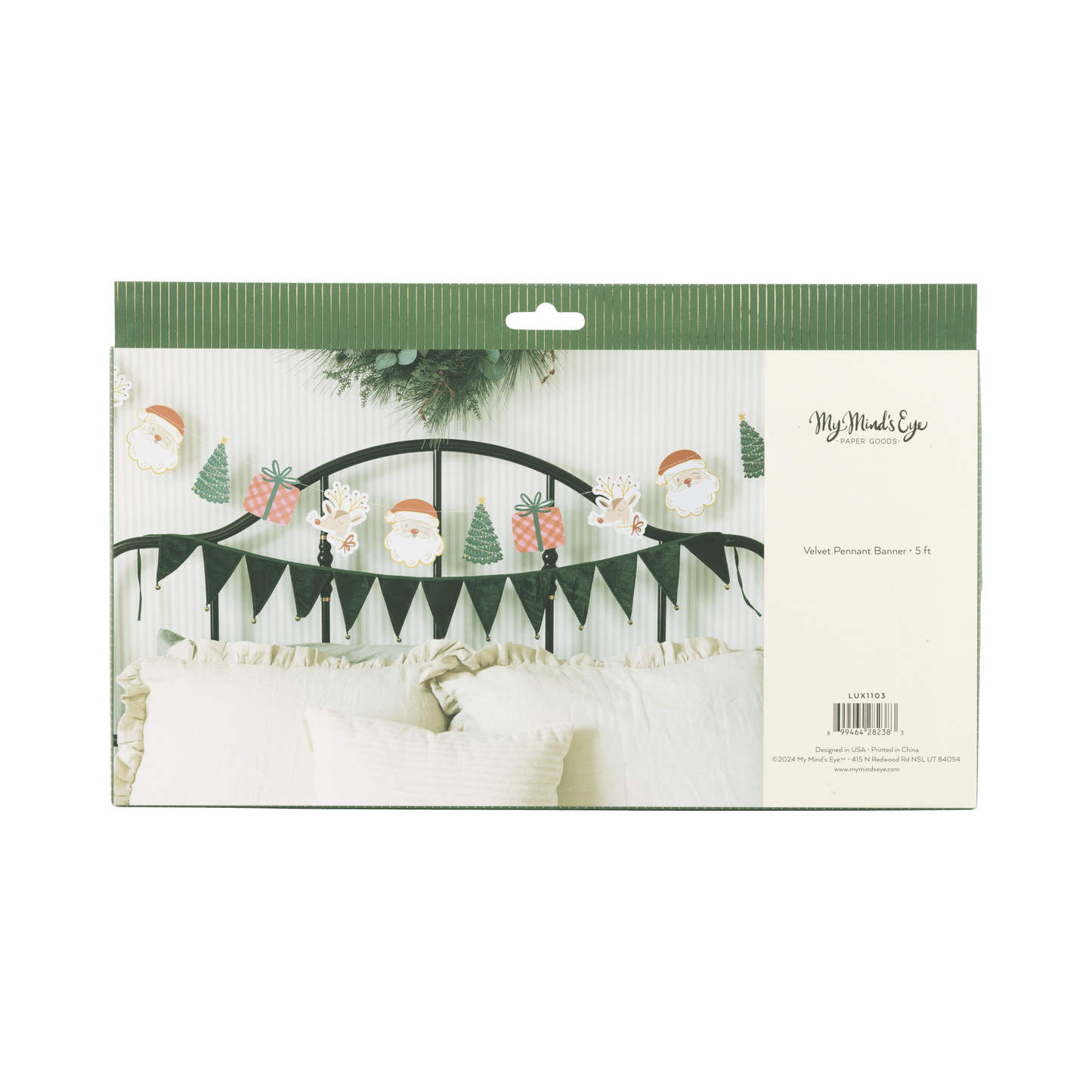 Green Velvet Pennant Banner - SPARROW