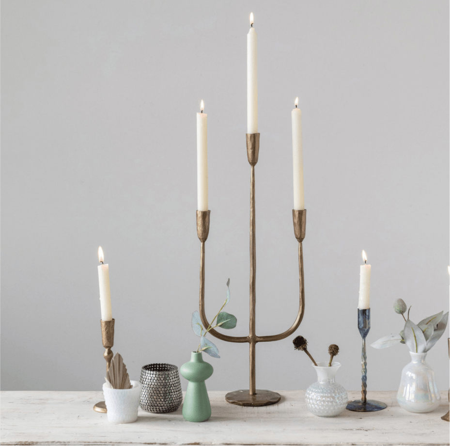 Hand - Forged Metal Candelabra with Antique Finish - SPARROW