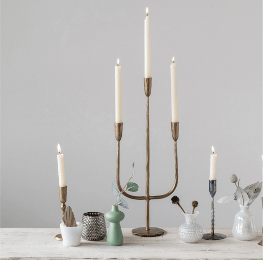 Hand - Forged Metal Candelabra with Antique Finish - SPARROW