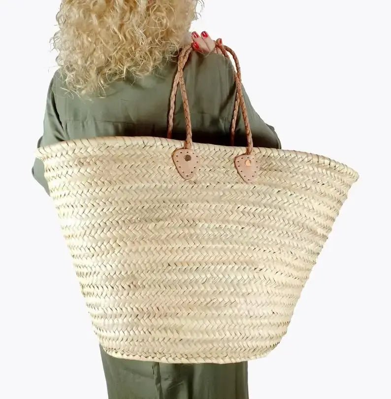 Handmade Straw Bag Basket - Braided Handles - SPARROW