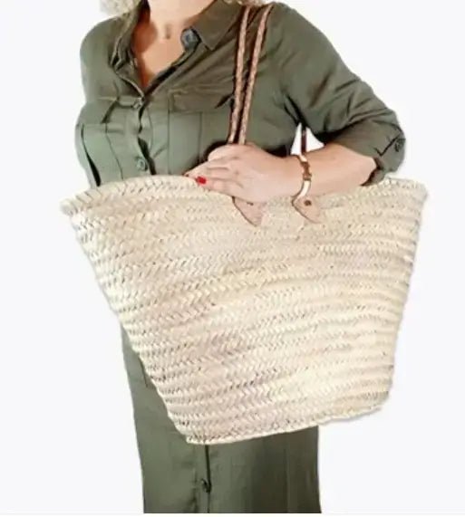 Handmade Straw Bag Basket - Braided Handles - SPARROW