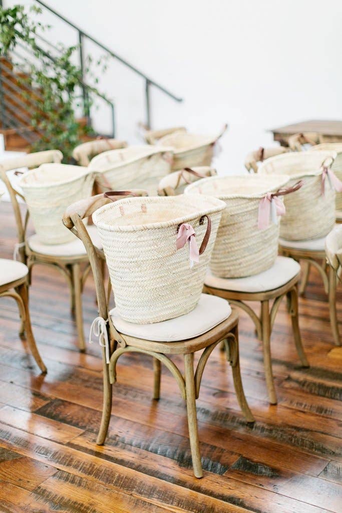 Handmade Straw Bag with Tan Leather Handles - SPARROW