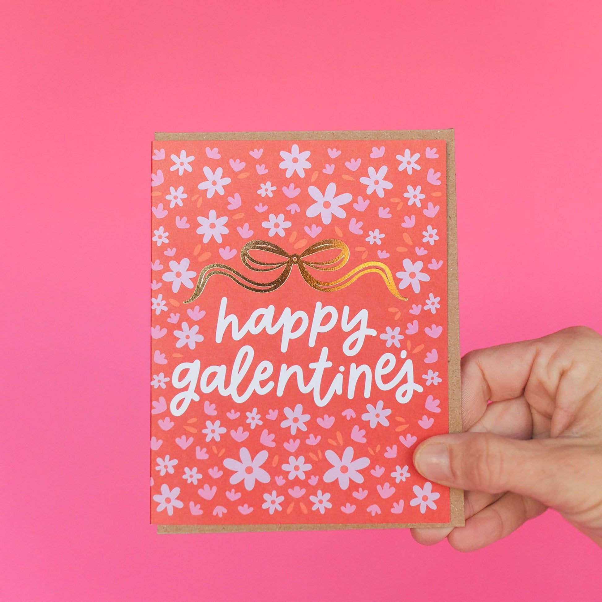 Happy Galentine's Bow & Flowers Valentine's Greeting Card - SPARROW