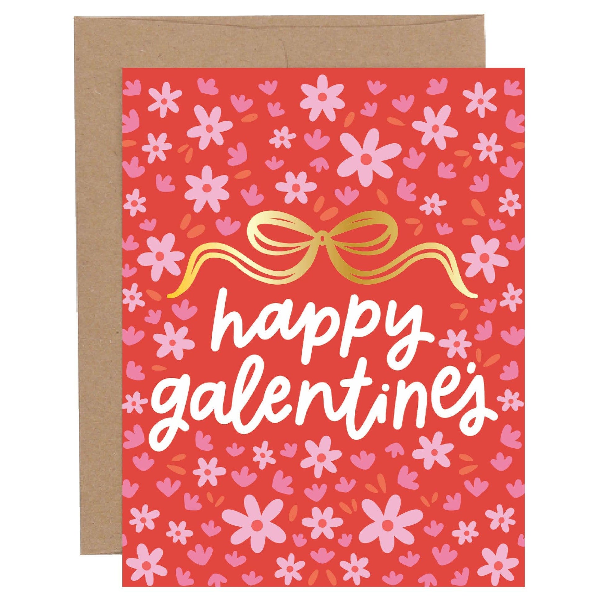 Happy Galentine's Bow & Flowers Valentine's Greeting Card - SPARROW