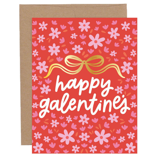 Happy Galentine's Bow & Flowers Valentine's Greeting Card - SPARROW
