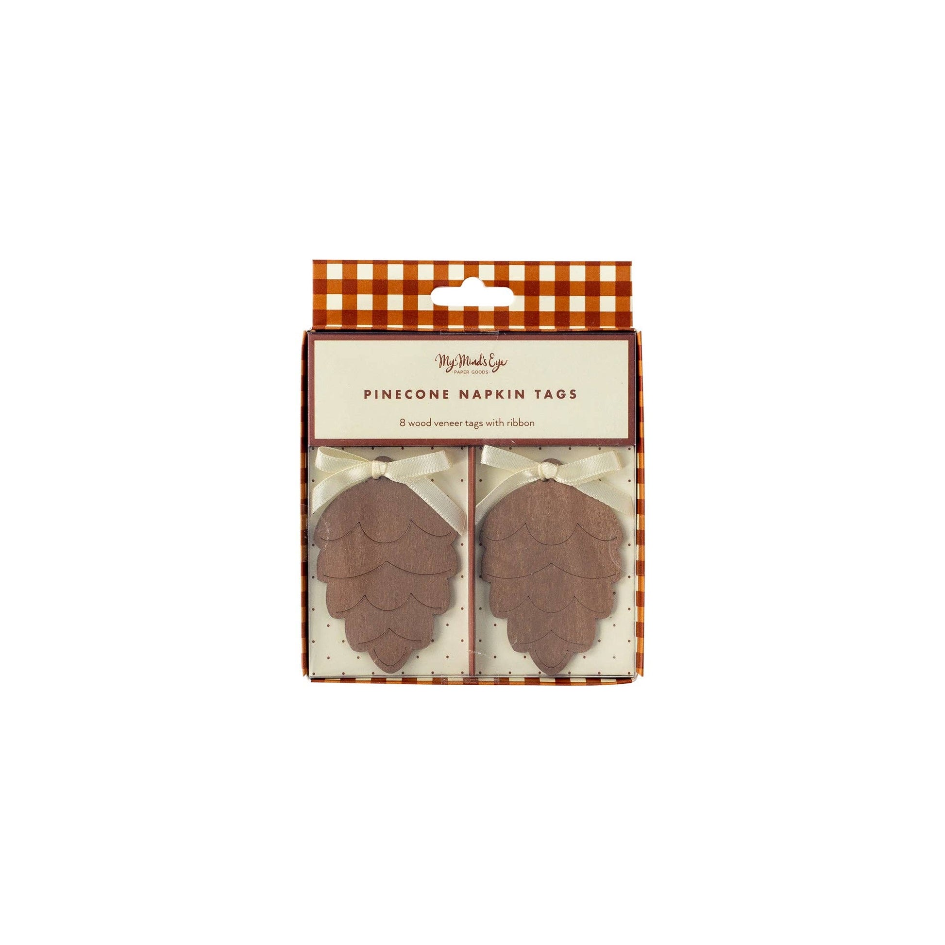 Harvest Wooden Pine Cone Napkin Tags - SPARROW