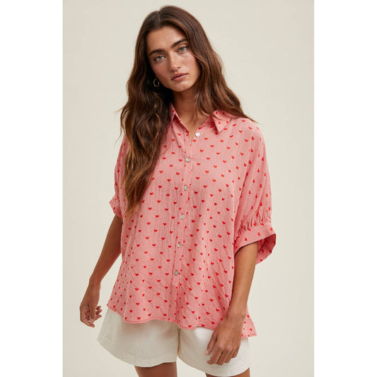 Hearts All Over Button Up - SPARROW