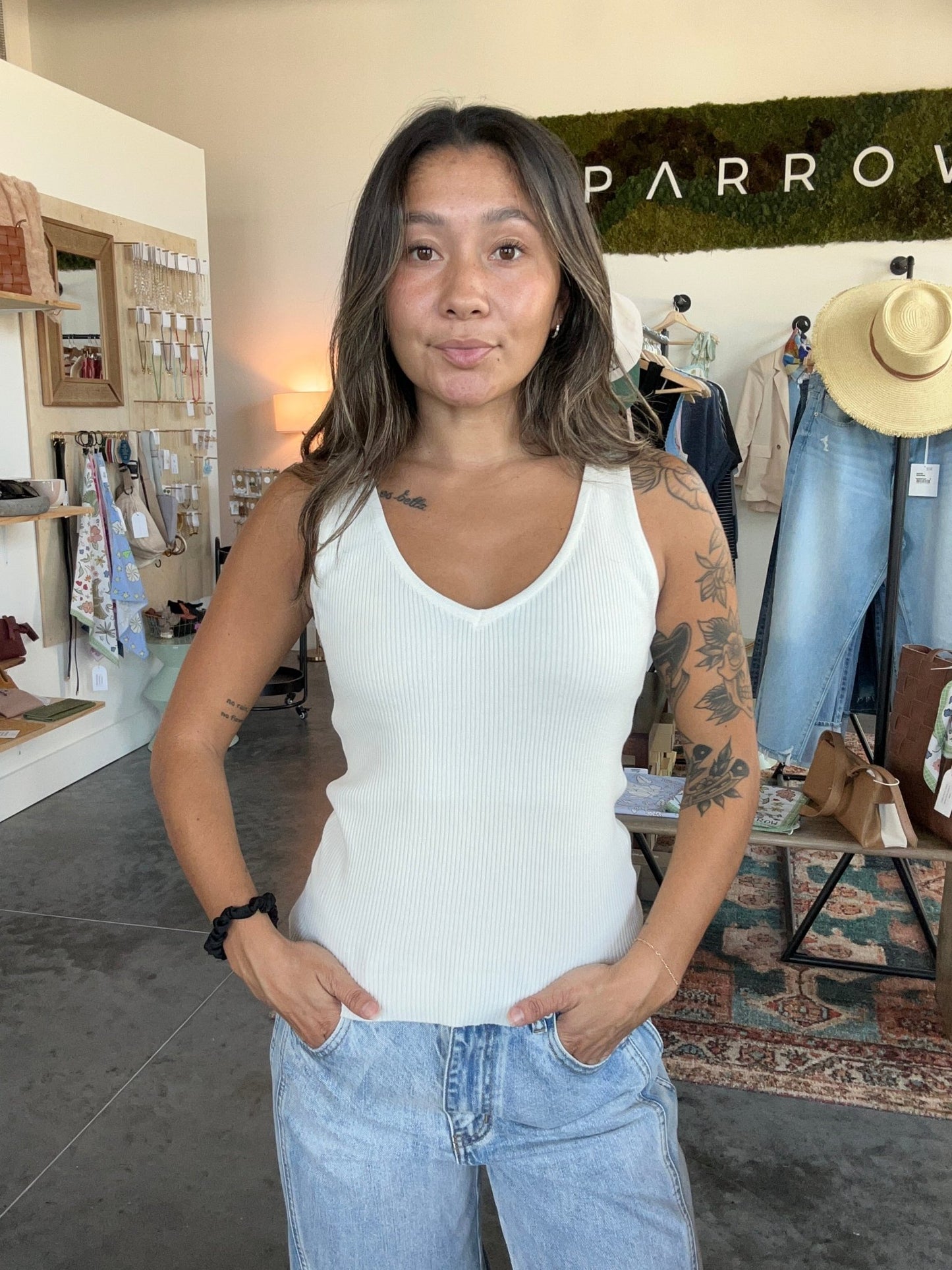 Hedi Knit Tank - White - SPARROW