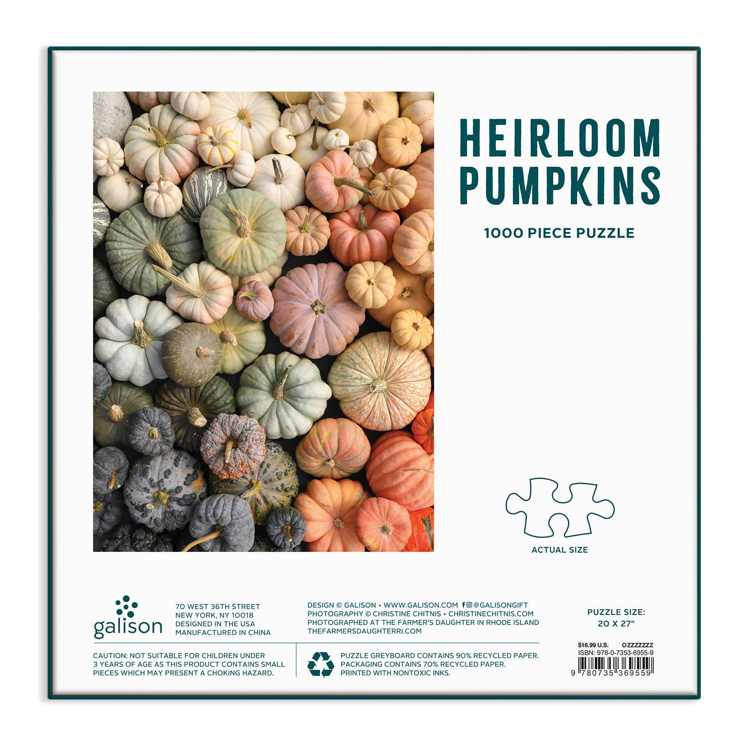 Heirloom Pumpkins 1000 Piece Puzzle in Square Box - SPARROW