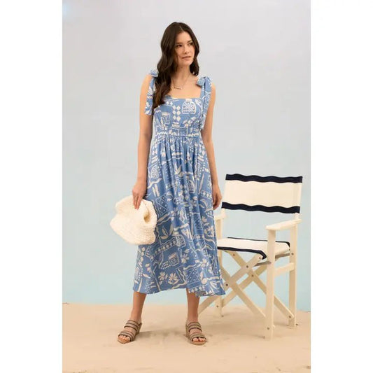 Isla Midi Dress - Blue - SPARROW