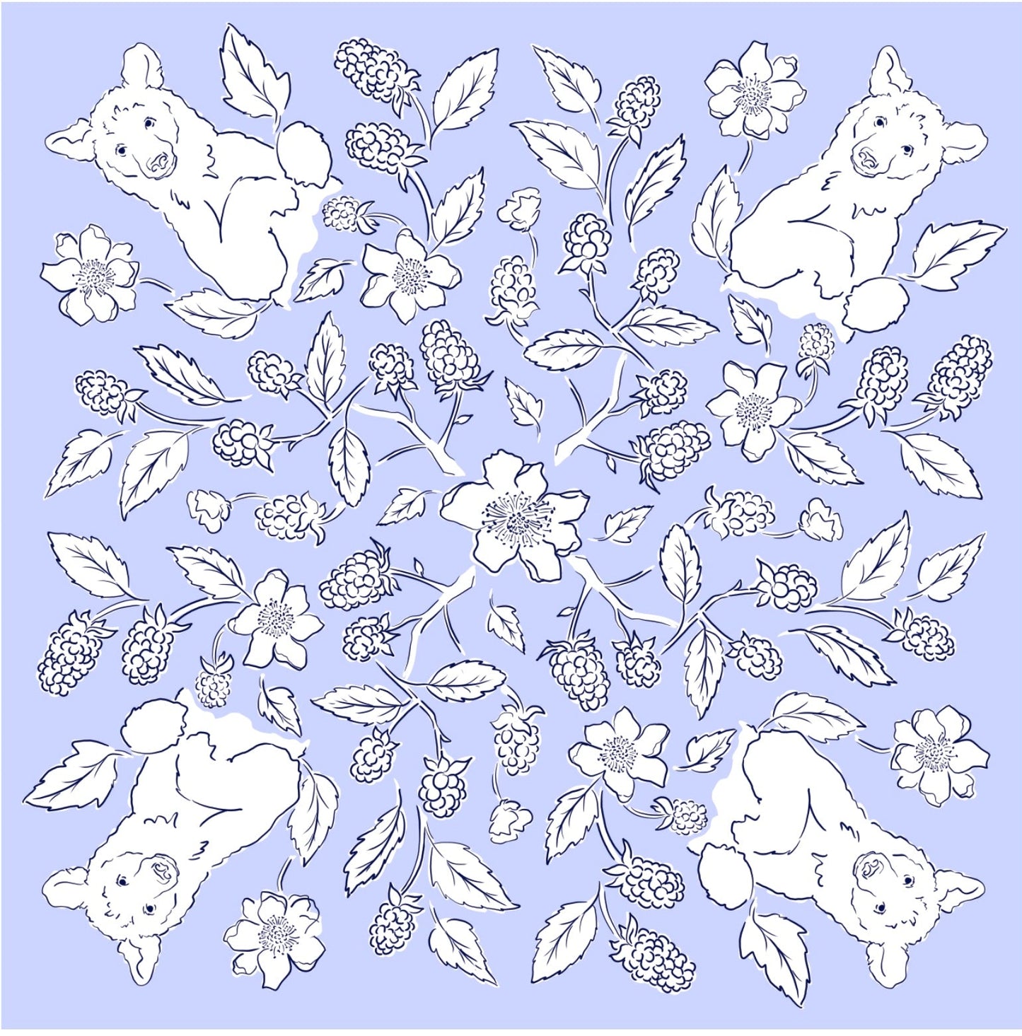 Ivebeenpainting Black Bears and Blackberries Purple Bandana - SPARROW