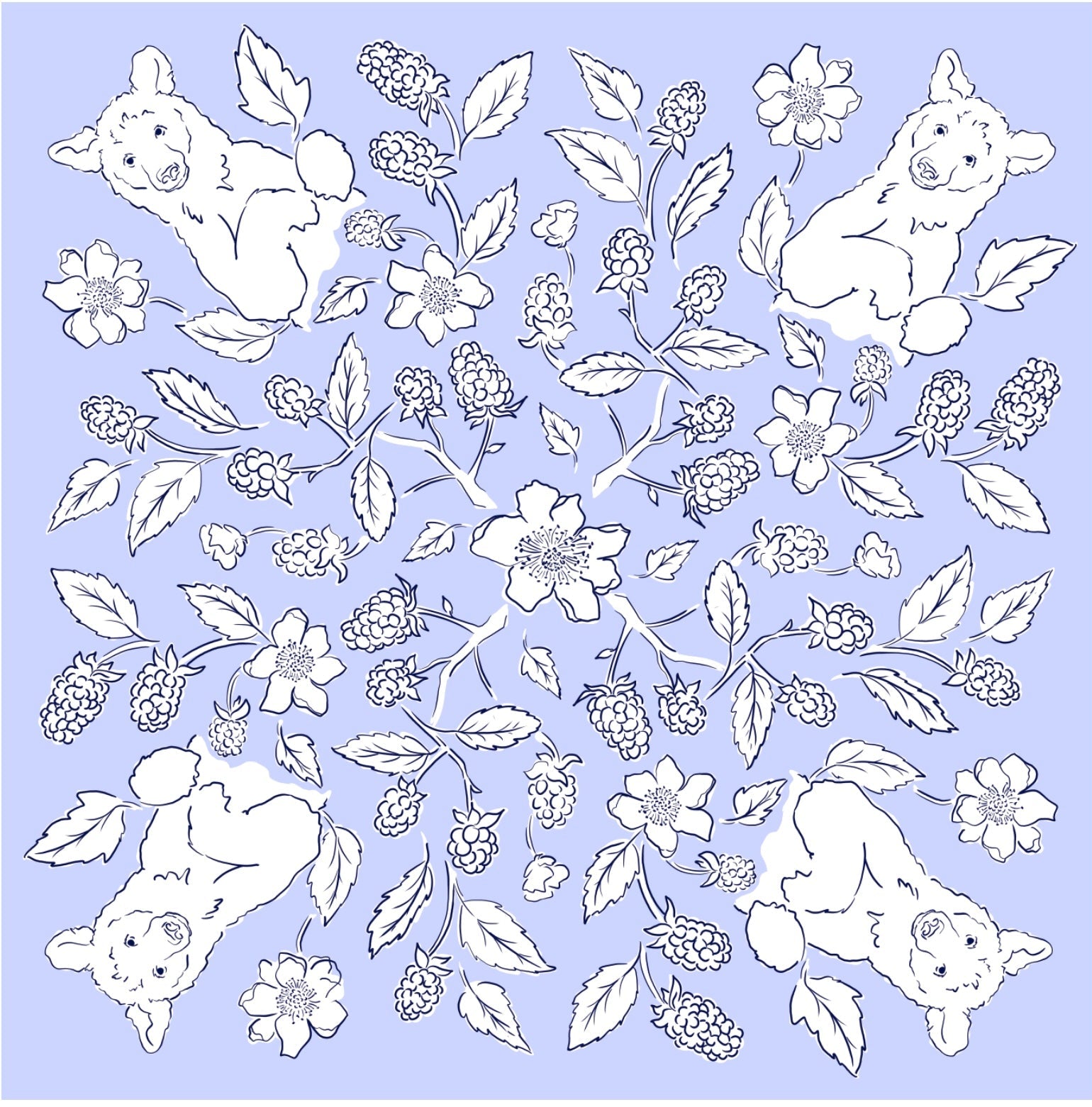 Ivebeenpainting Black Bears and Blackberries Purple Bandana - SPARROW