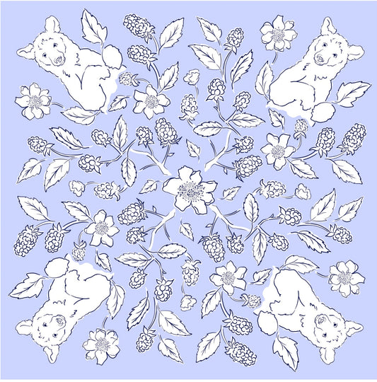 Ivebeenpainting Black Bears and Blackberries Purple Bandana - SPARROW