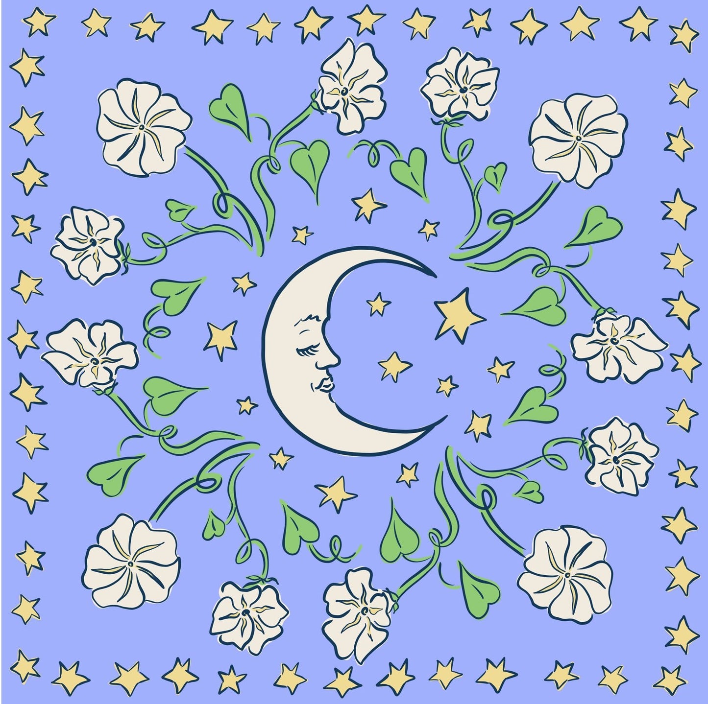 Ivebeenpainting Celestial Moonflower and Moon Bandana - SPARROW