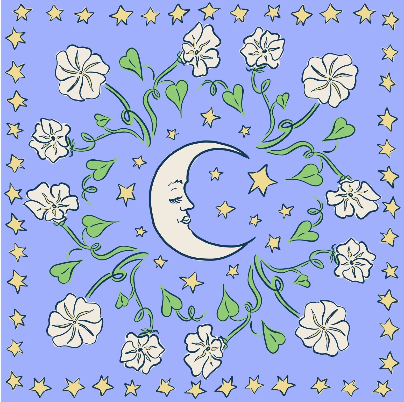 Ivebeenpainting Celestial Moonflower and Moon Bandana - SPARROW