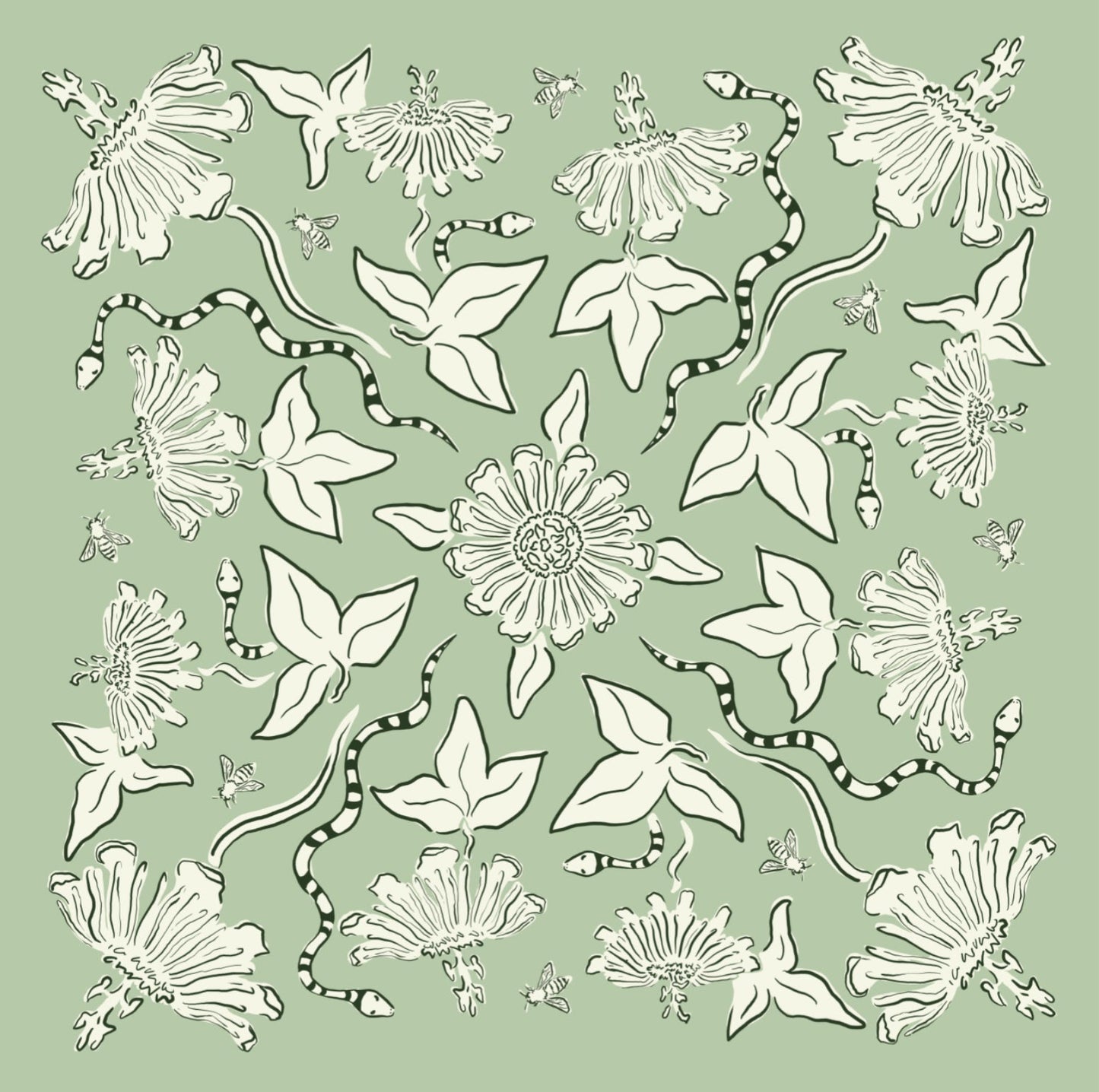 Ivebeenpainting Green Passionflower Bandana - SPARROW