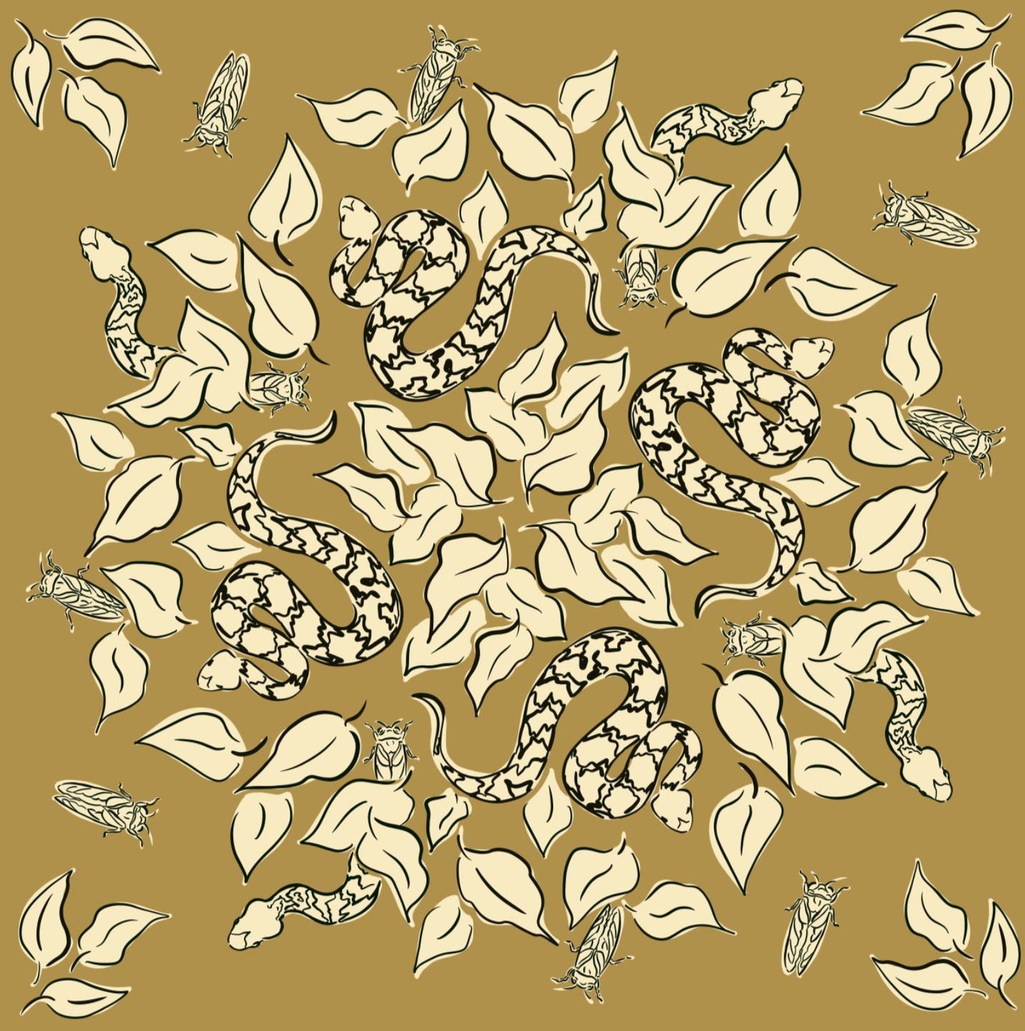 Ivebeenpainting Mustard Copperhead and Cicadas Bandana - SPARROW