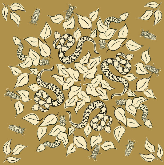 Ivebeenpainting Mustard Copperhead and Cicadas Bandana - SPARROW
