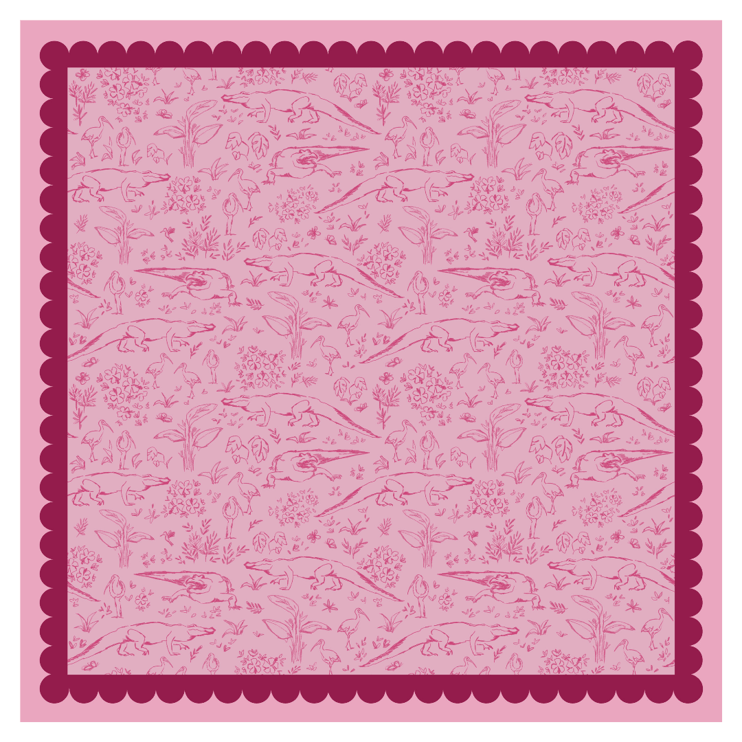 Ivebeenpainting Pink Alligator Toile Bandana - SPARROW