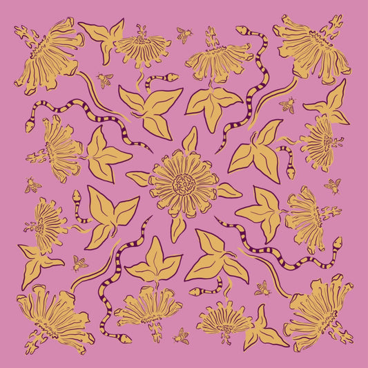 Ivebeenpainting Pink and Mustard Passionflower Bandana - SPARROW