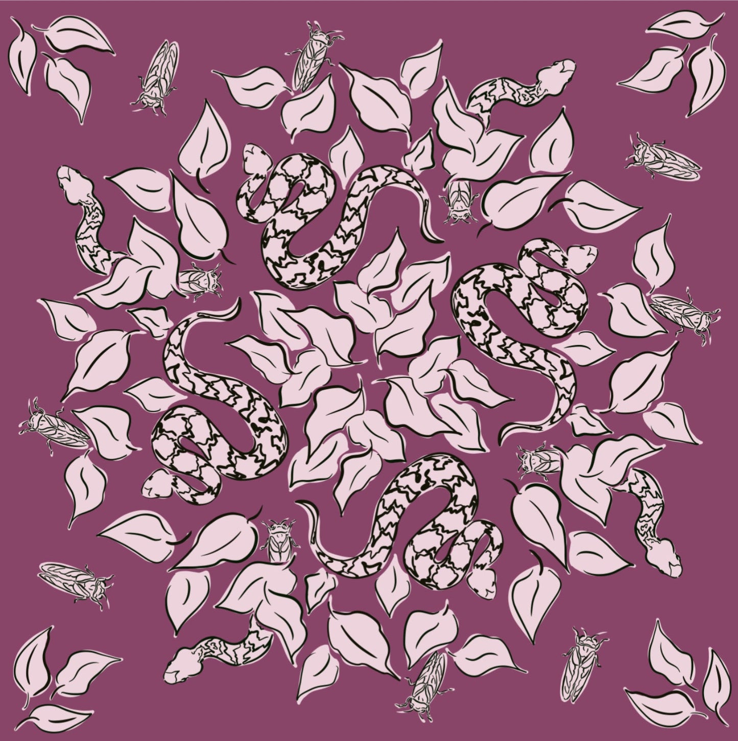 Ivebeenpainting Plum Copperhead and Cicadas Bandana - SPARROW