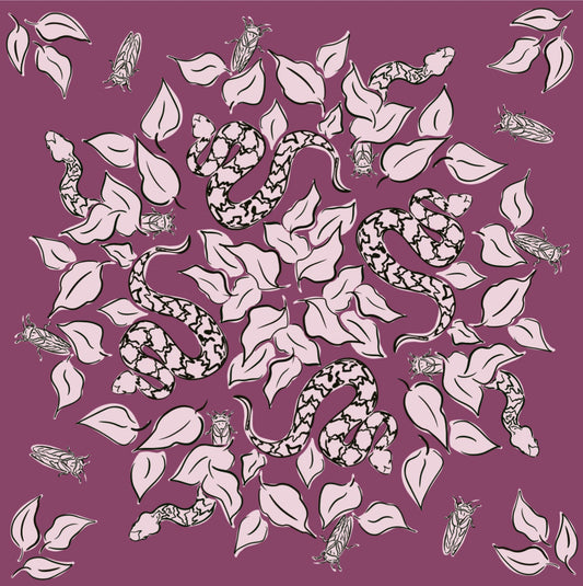 Ivebeenpainting Plum Copperhead and Cicadas Bandana - SPARROW