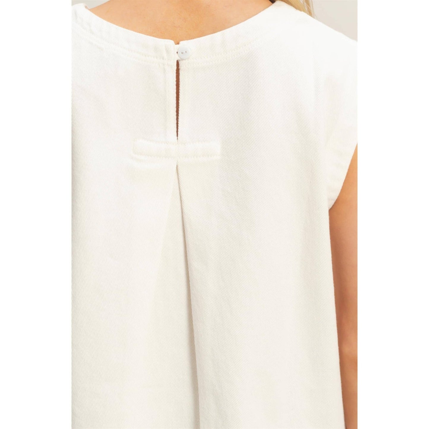 Kaci Denim Top - White - SPARROW