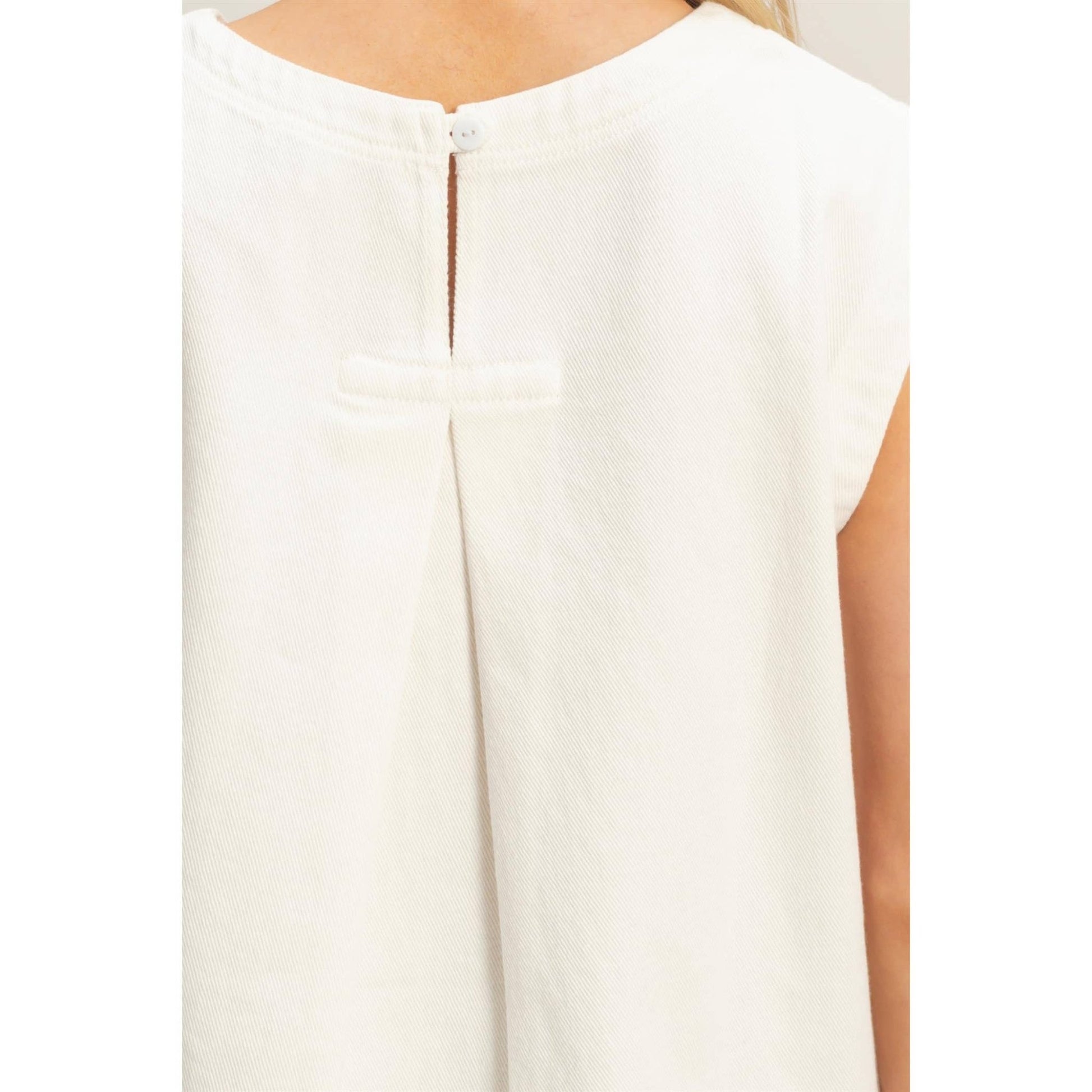 Kaci Denim Top - White - SPARROW