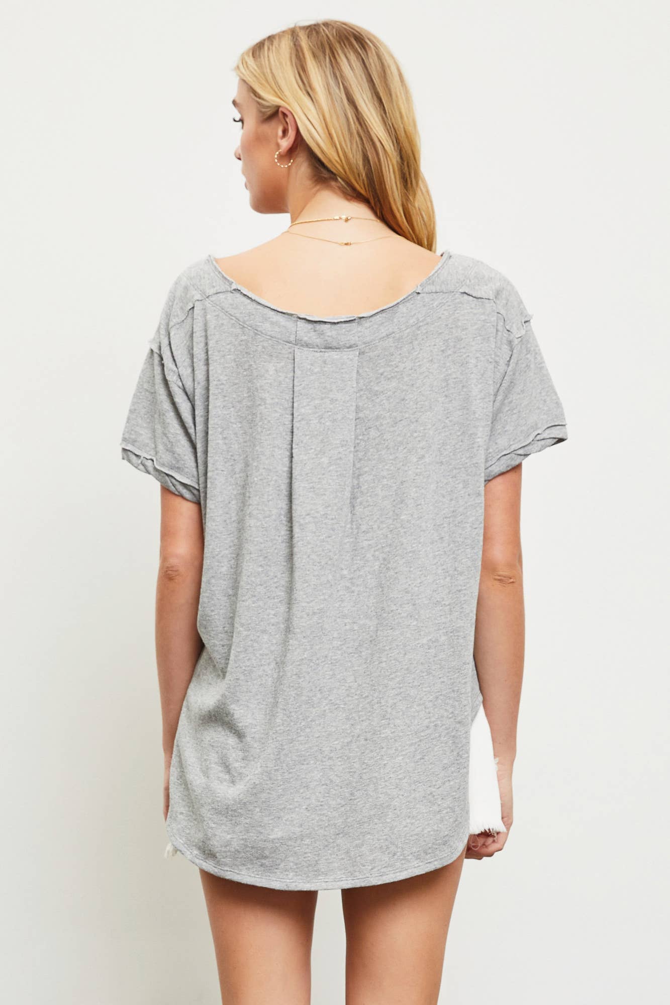 Kari Button Top - Grey - SPARROW