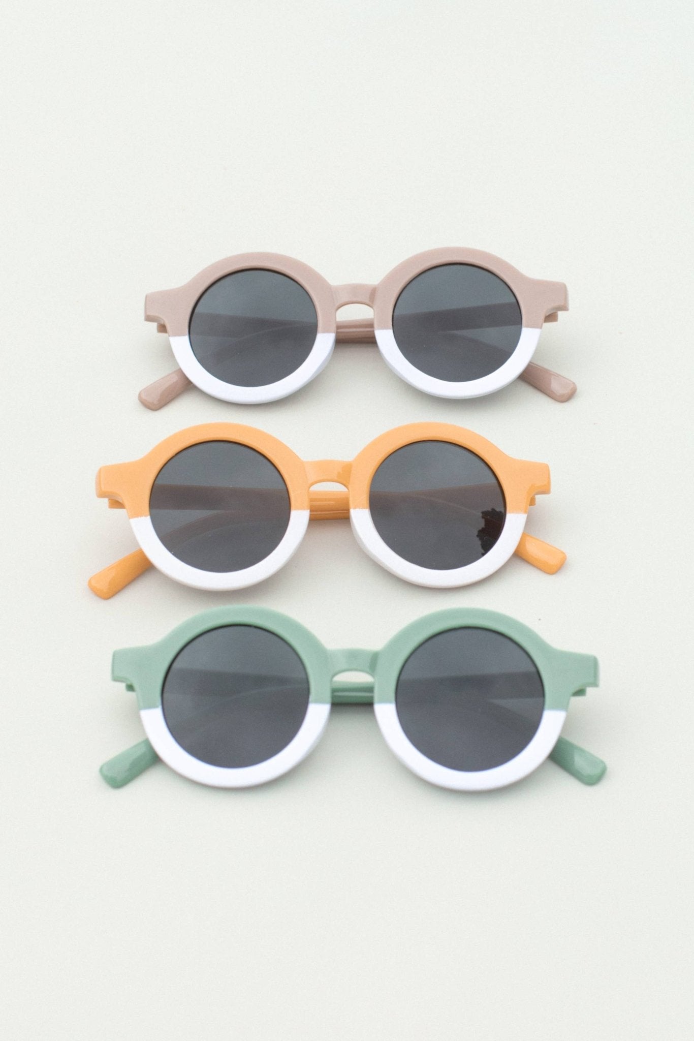 Kids Toddler 2 Tone Round Sunglasses: Neutral - SPARROW