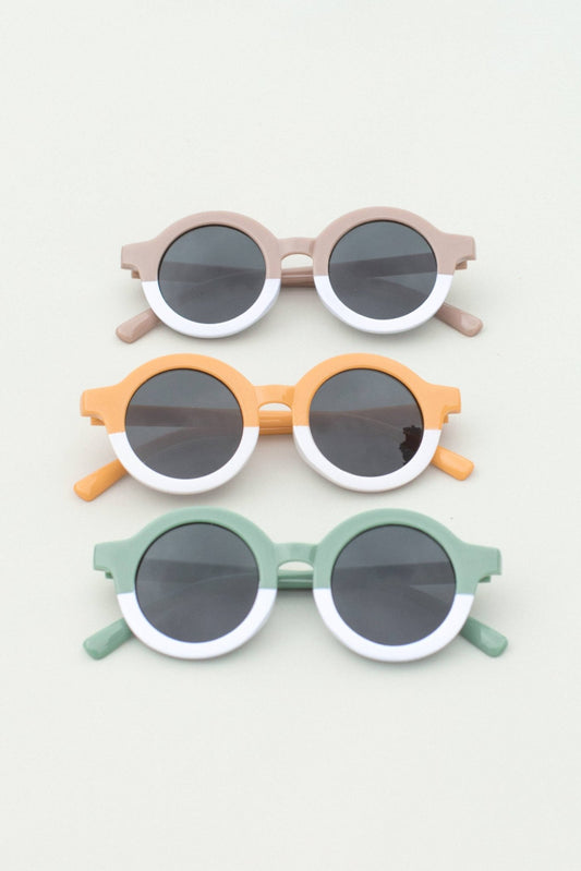 Kids Toddler 2 Tone Round Sunglasses: Yellow - SPARROW