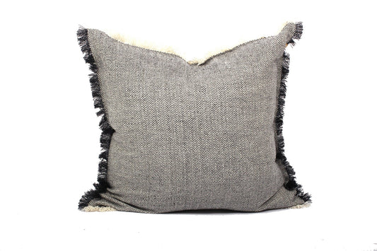 Large Square Herringbone Pillow in Dark Slate 24" - SPARROW