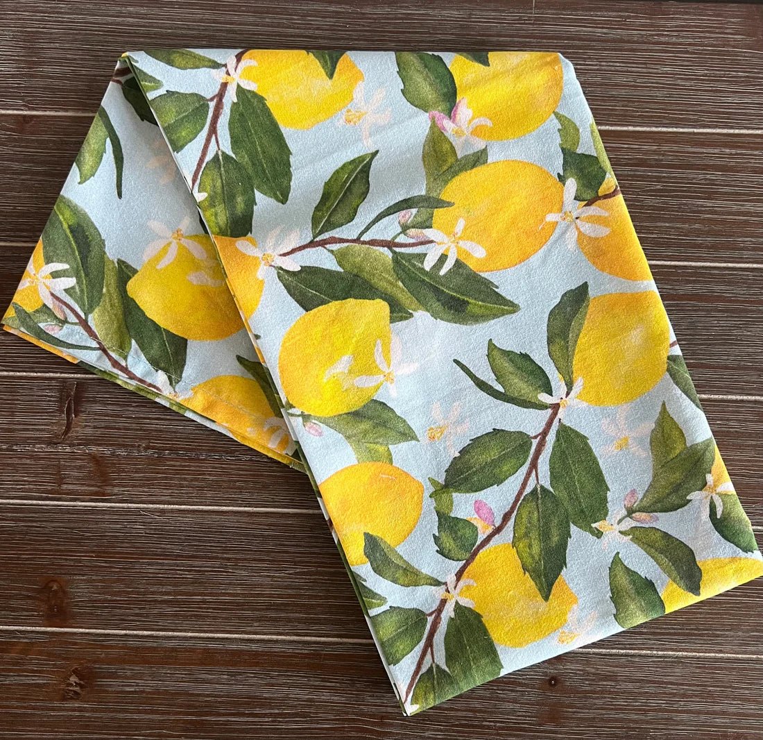 Lemons + Blossoms Watercolor Tea Towel - SPARROW