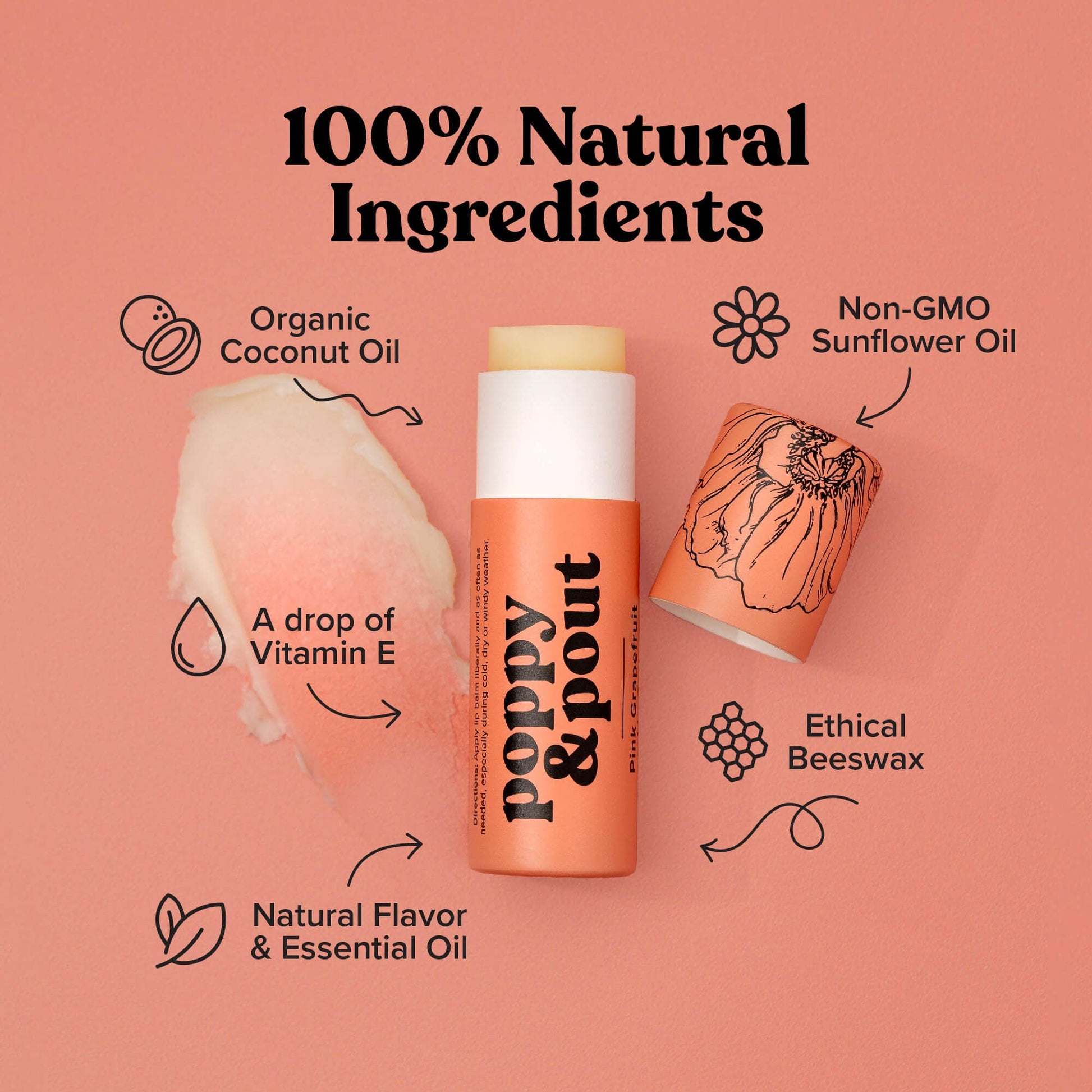 Lip Balm, Pink Grapefruit - SPARROW