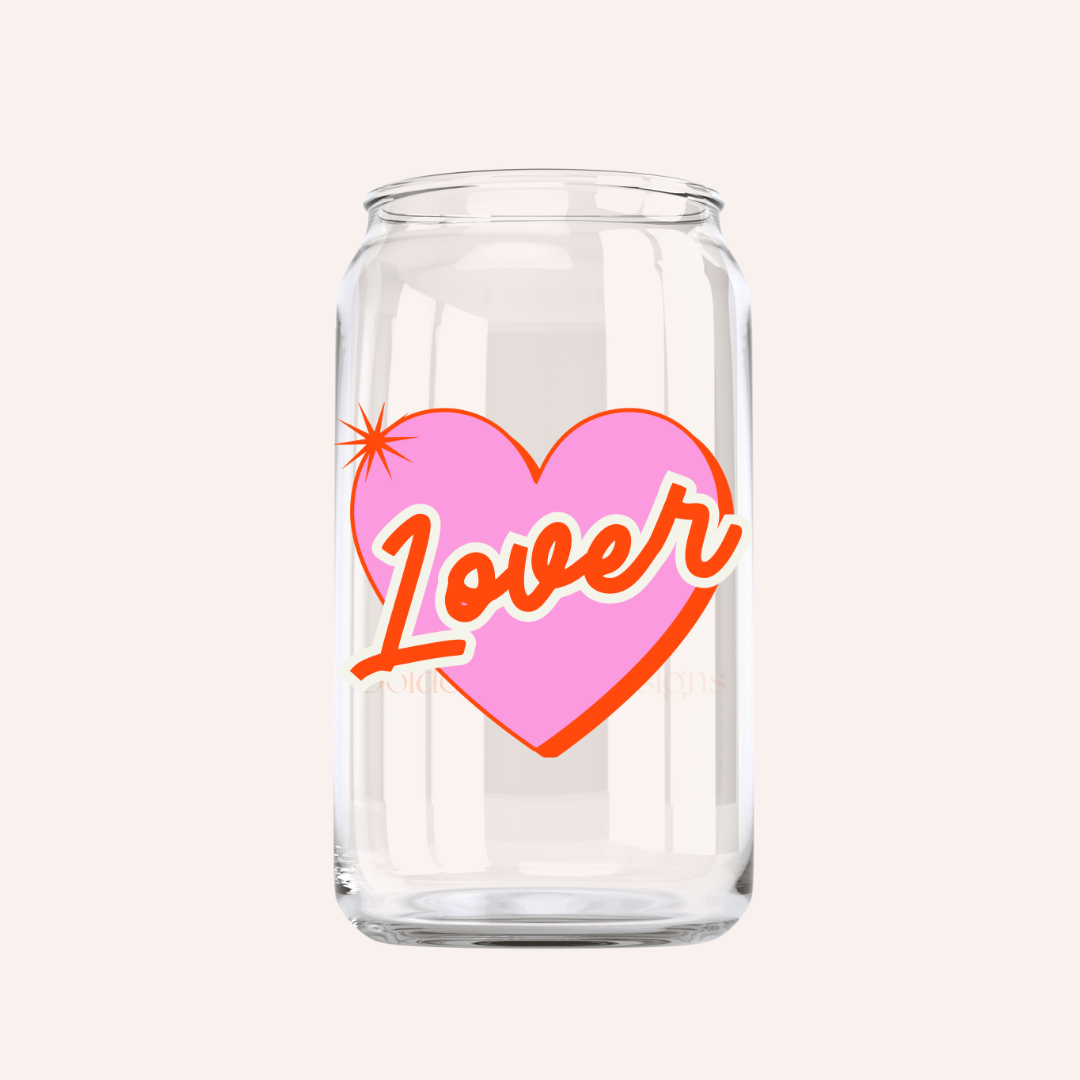 Lover Taylor Swift Valentine's Day Pink Heart Glass Cup - SPARROW