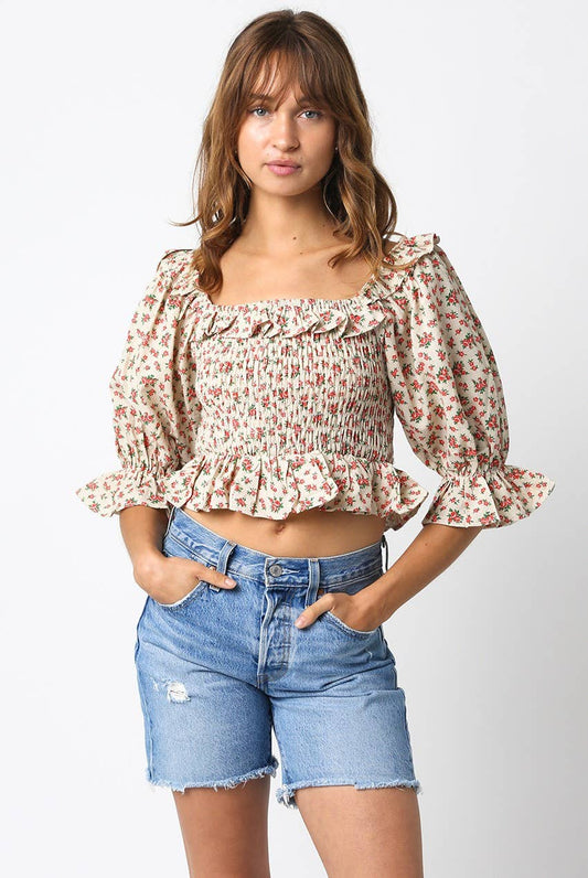 Marjorie Linen Top - SPARROW