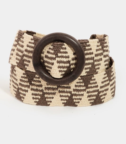 Mixed Pattern Belt - Brown - SPARROW