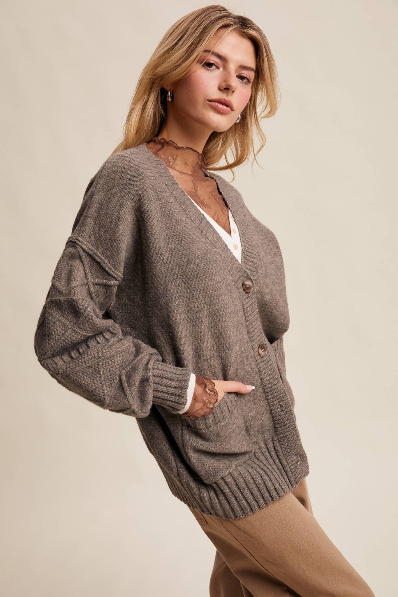 Mylah Cardigan - Stone - SPARROW