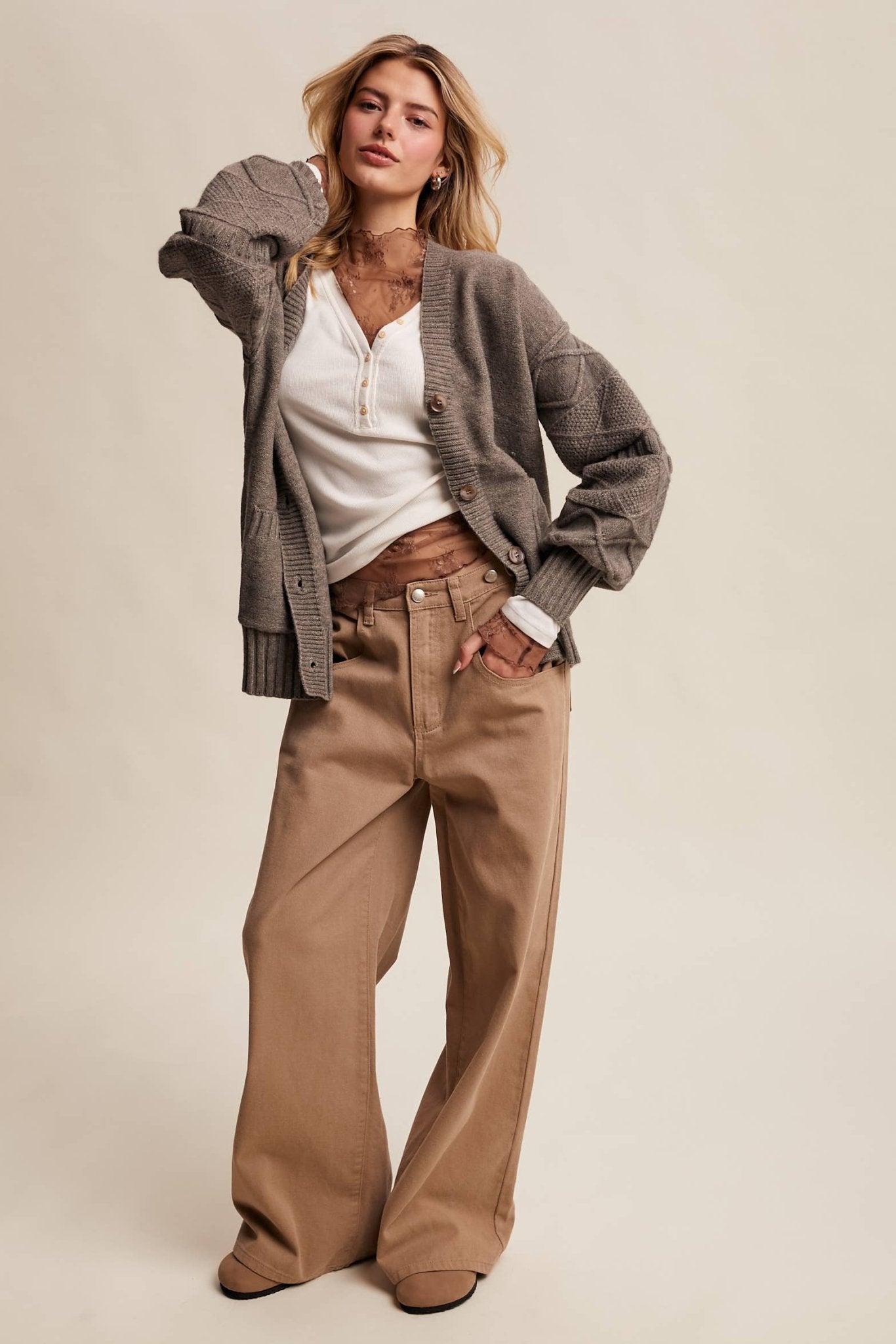 Mylah Cardigan - Stone - SPARROW