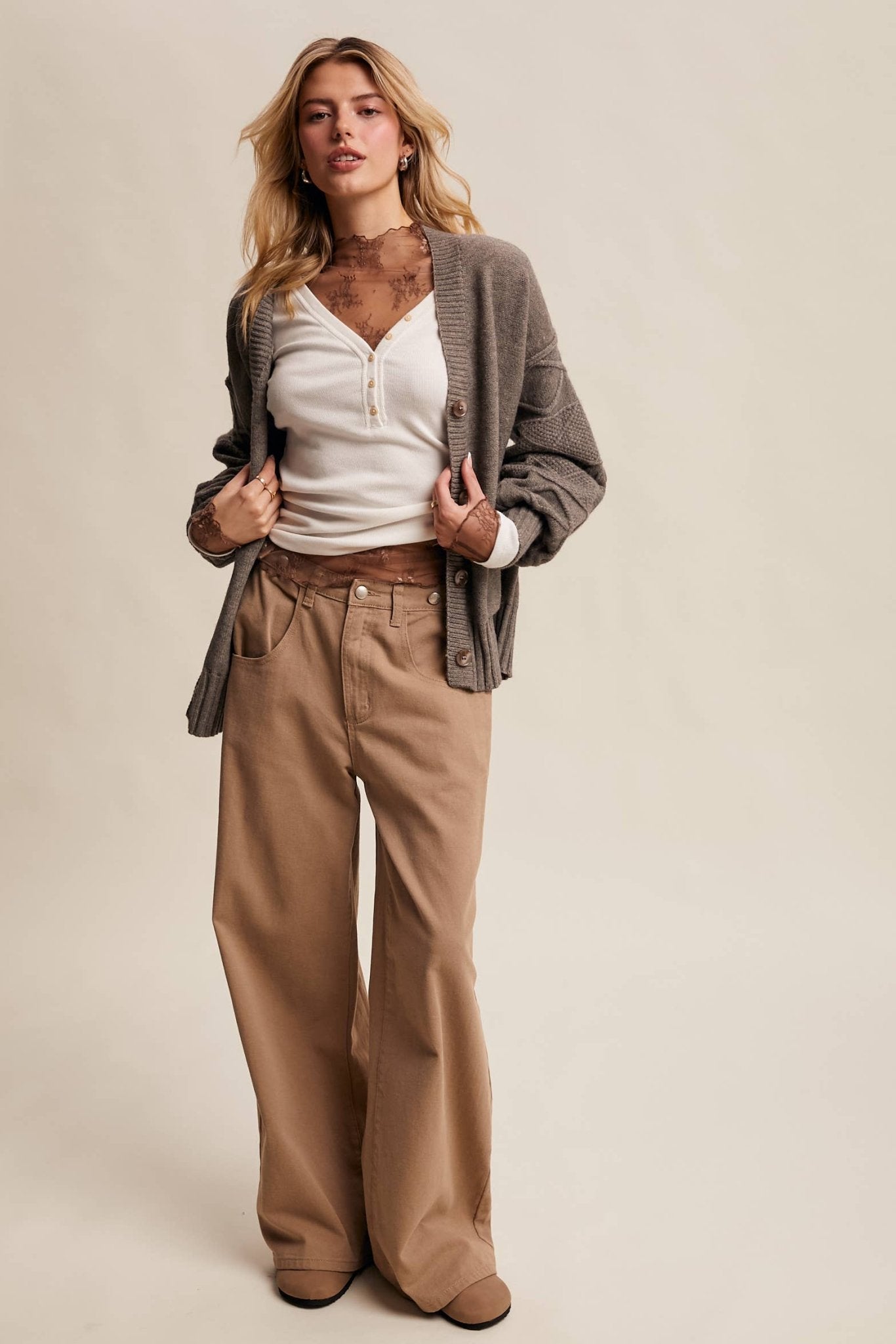 Mylah Cardigan - Stone - SPARROW