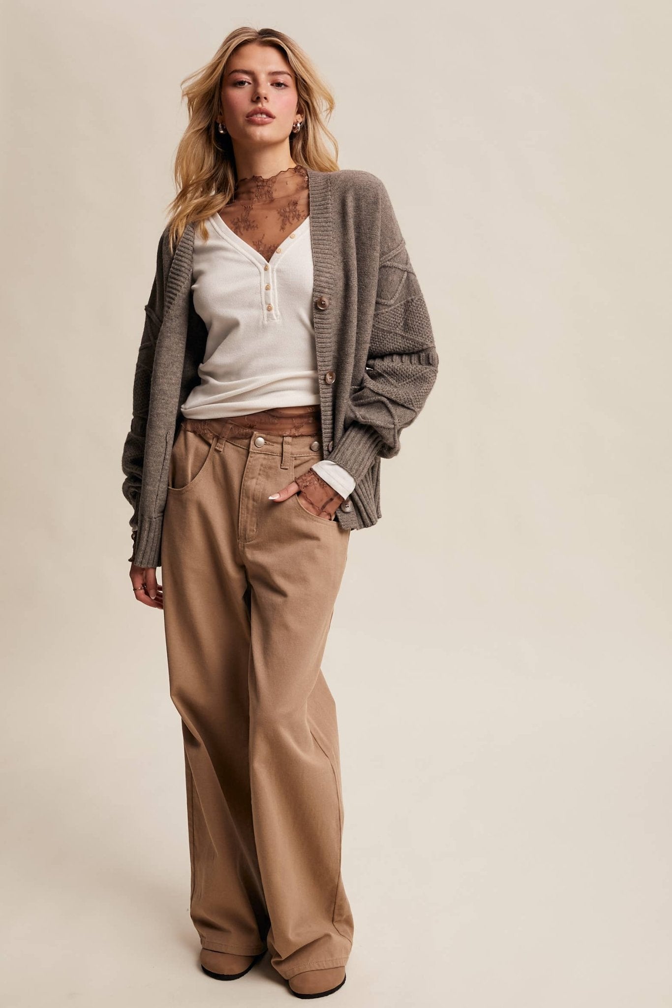 Mylah Cardigan - Stone - SPARROW