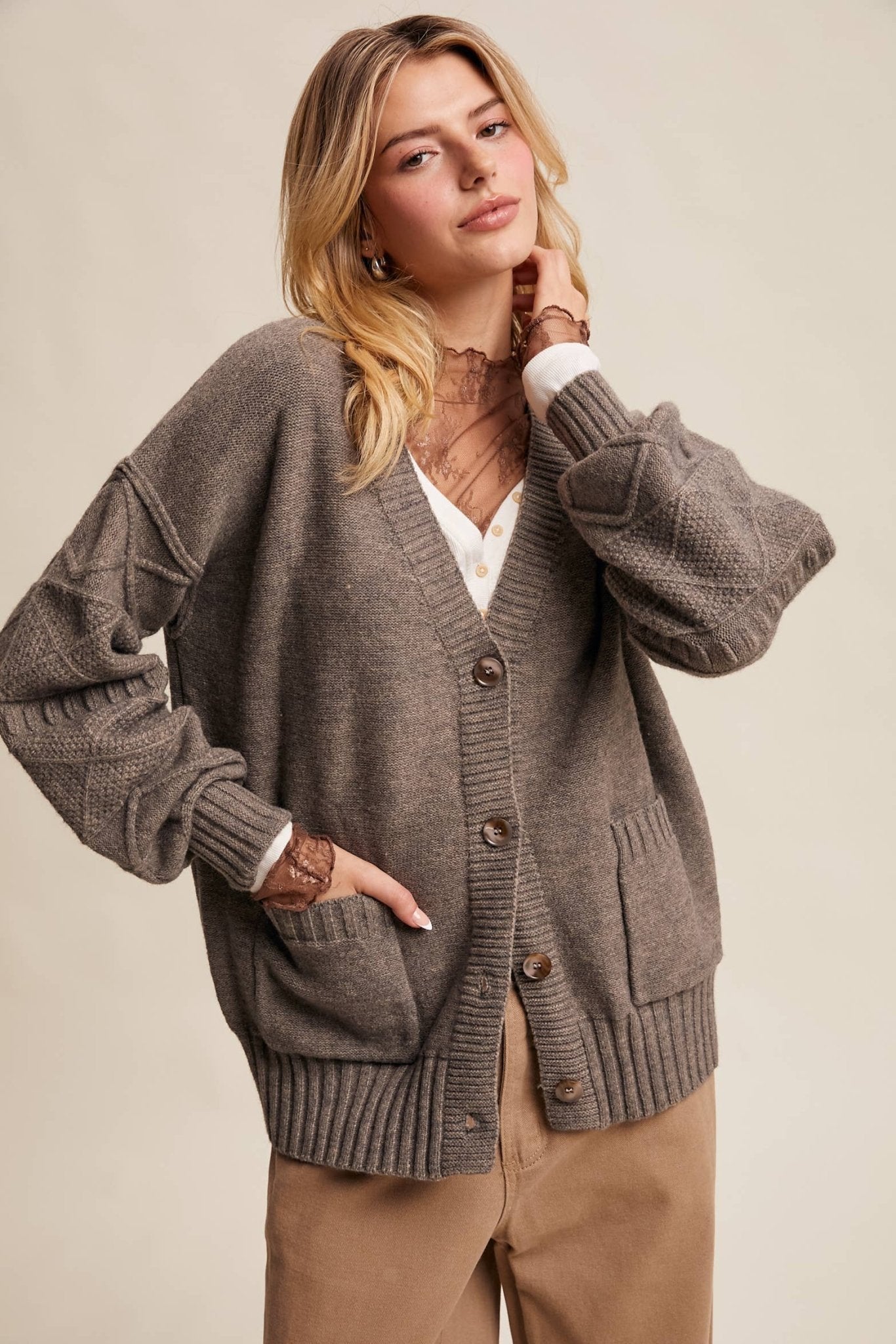 Mylah Cardigan - Stone - SPARROW