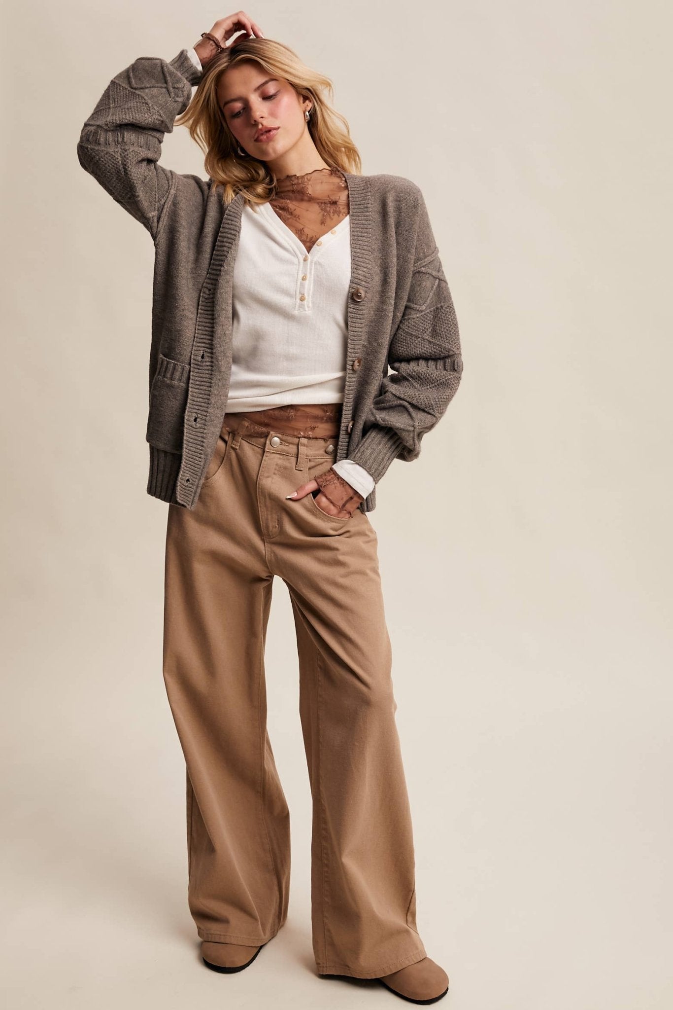 Mylah Cardigan - Stone - SPARROW