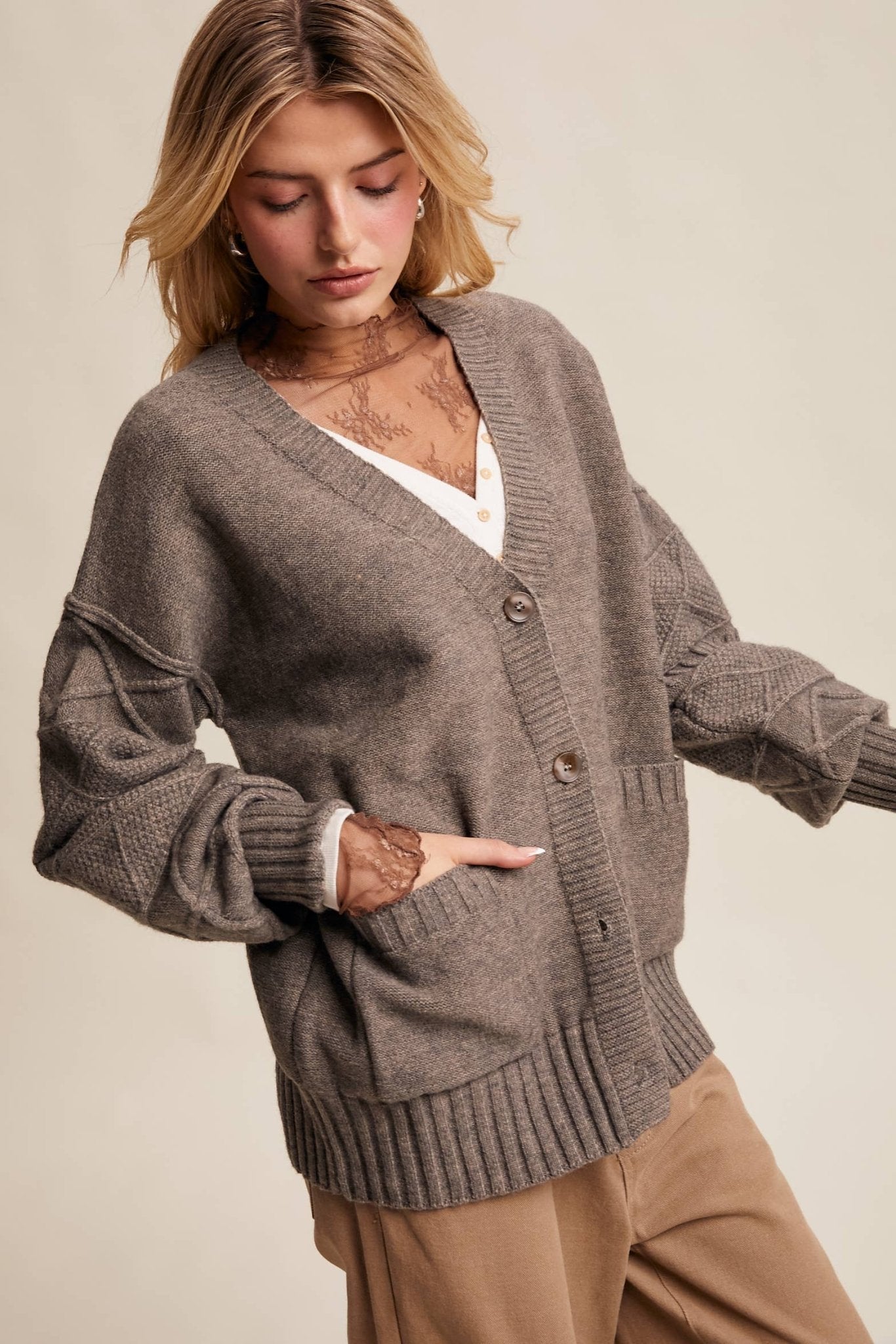 Mylah Cardigan - Stone - SPARROW