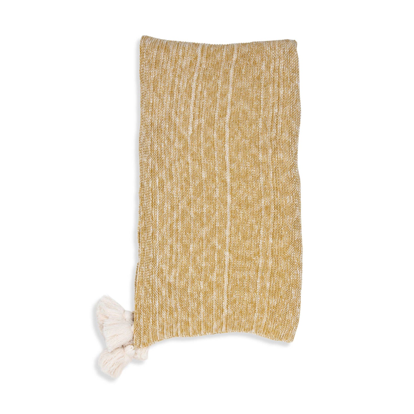 Necalli 50x60" Cotton Decorative Marled Knit Throw Blanket: Mustard - SPARROW