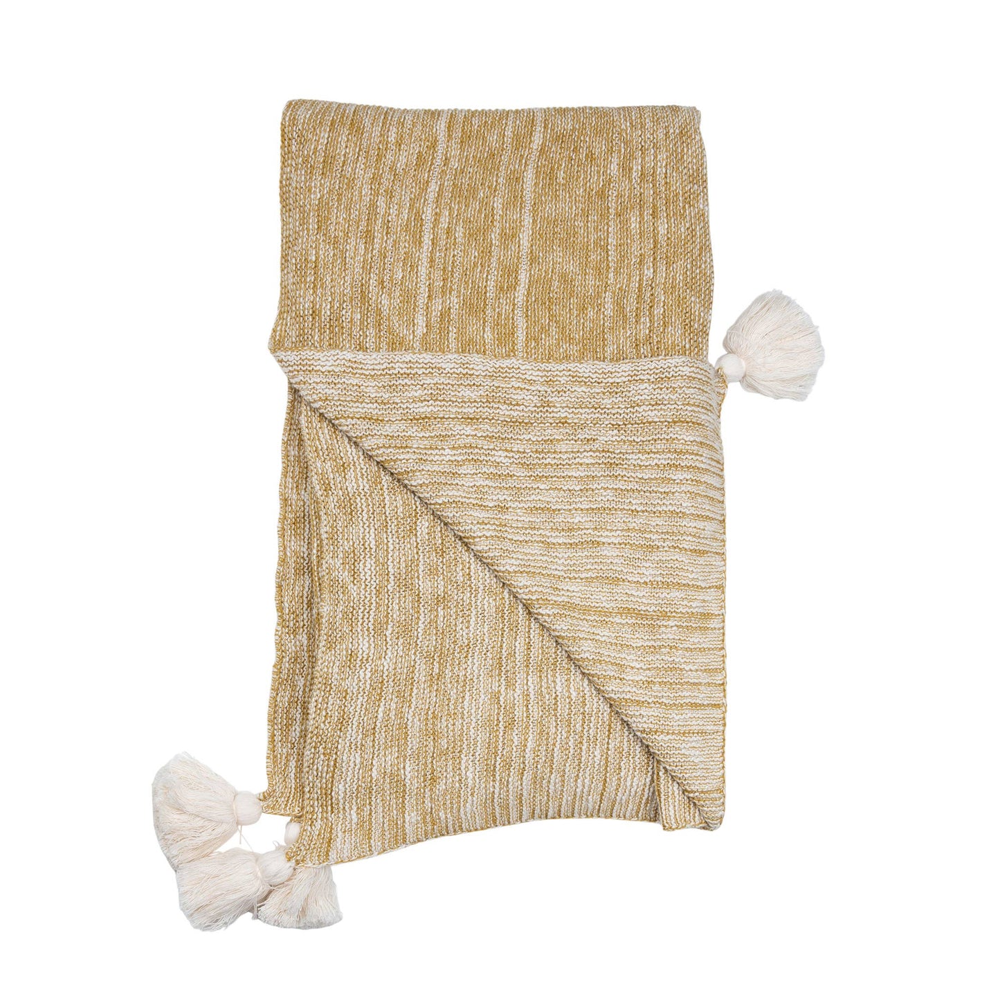 Necalli 50x60" Cotton Decorative Marled Knit Throw Blanket: Mustard - SPARROW
