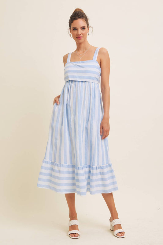 Oakley Midi Dress - Blue - SPARROW