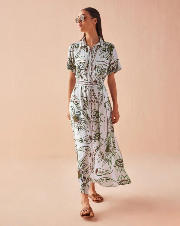 Omika Amira Shirt Dress - Diya Powder - SPARROW